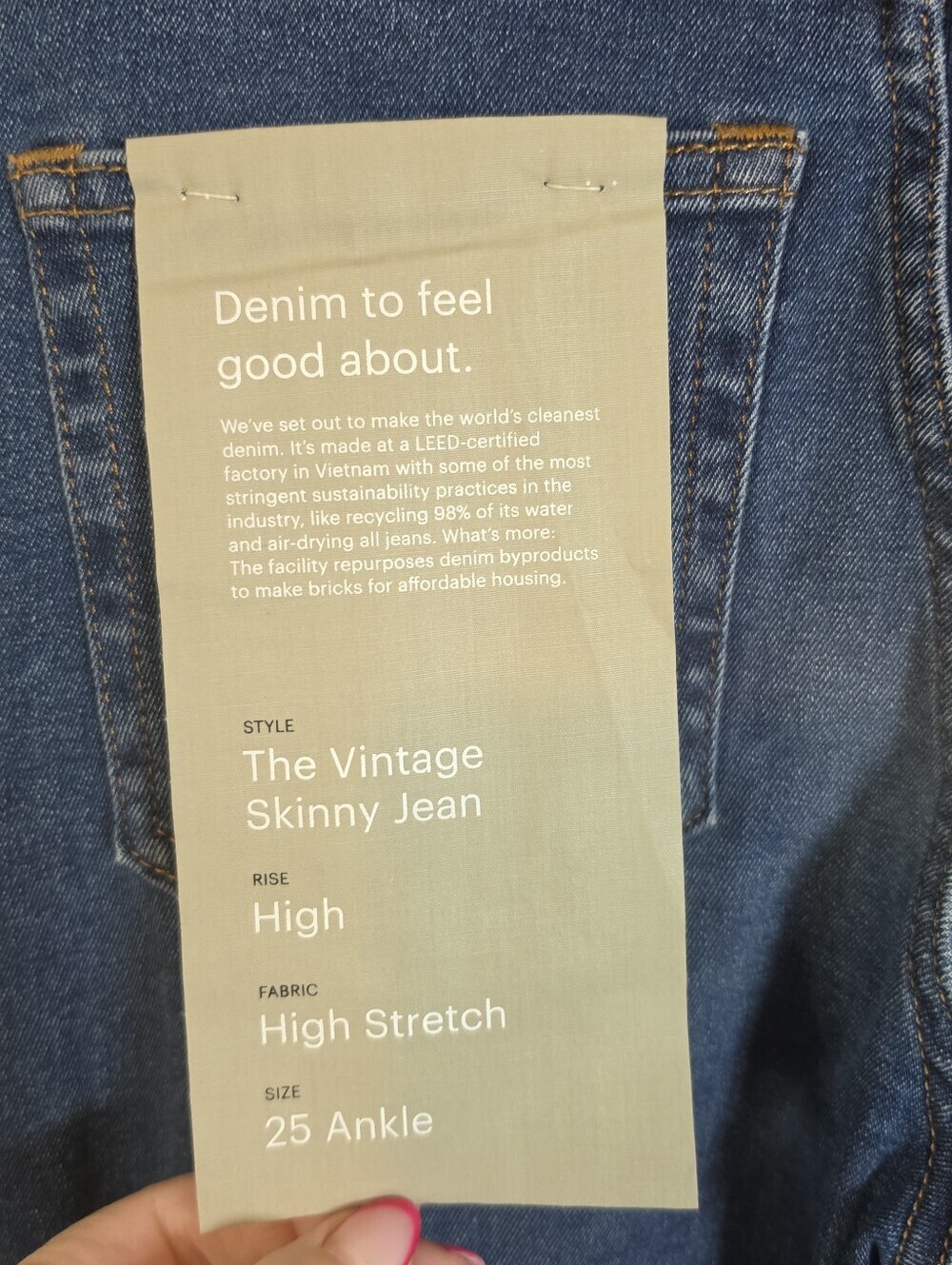 ​Everlane NWT The Vintage Skinny Jean Size 25 High Rise Minimalist Classic Denim - Picture 5 of 10